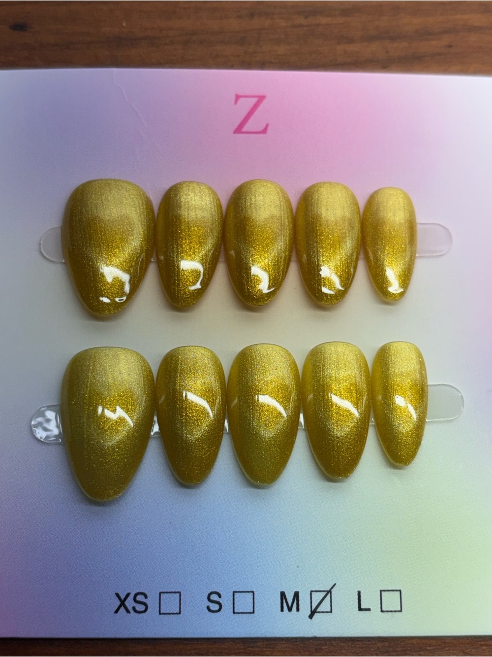Gold Shimmer Press-On Nails - Z Brand (Medium)